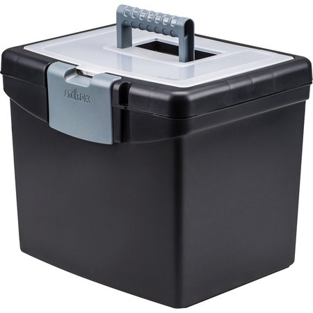 STOREX Portable Storage Box, Letter, 11"x14-7/8"x12-1/8", Black STX61502U01C